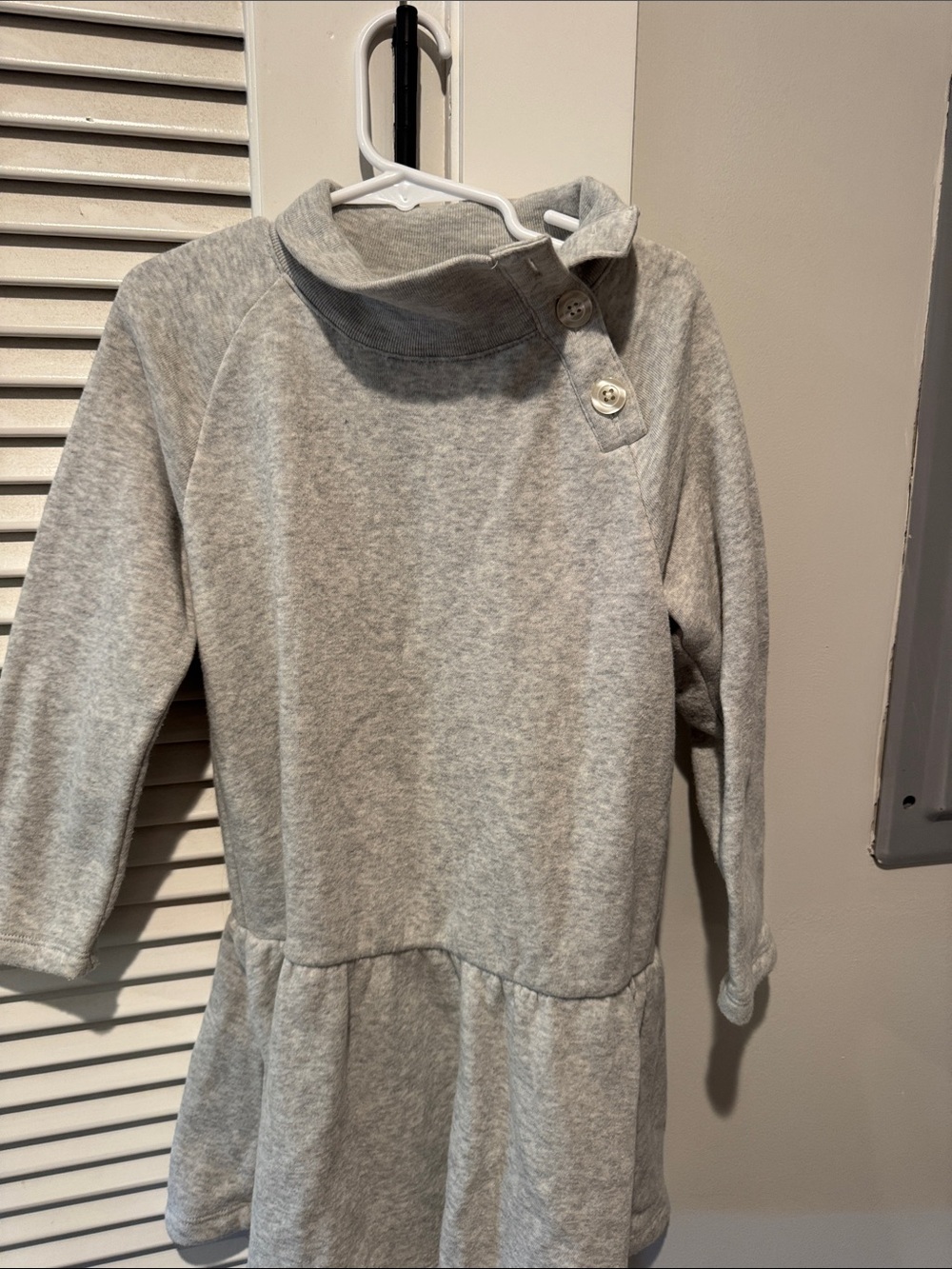Crewcuts Light Gray Button-Neck Sweatshirt Dress